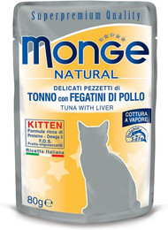 Produktbild von MONGE Natural Kitten Thunfisch mit Geflügelleber - 80 g