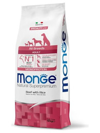 Produktbild von Monge Natural Superpremium Adult Rind mit Reis Trockenfutter für Hunde - 12 kg