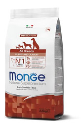 Produktbild von Monge Natural Superpremium Puppy and Junior Lamm und Reis Hundefutter - 2,5 kg