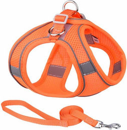Produktbild von Monkimau Atmungsaktives Hundegeschirr für kleine Hunde und Katzen Orange XXS - 150 cm