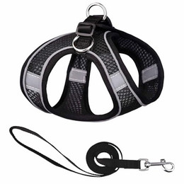 Produktbild von Monkimau Atmungsaktives Hundegeschirr mit Leine für kleine Hunde und Katzen - 150 cm