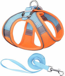 Produktbild von Monkimau Atmungsaktives Hundegeschirr mit Leine für kleine Hunde und Katzen - 150 cm