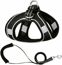 Produktbild von Monkimau Hunde-Geschirr Geschirr für Hund und Katze mit Leine - XXS in schwarz, Robust