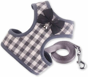 Monkimau Hunde-Geschirr Katzen Geschirr gepolstert Leine Schleife - M in schwarz weiß, Robust – Bild 1 von 5