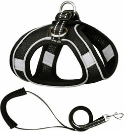 Produktbild von Monkimau Hunde-Geschirr mit Leine XXXS schwarz - 150 cm