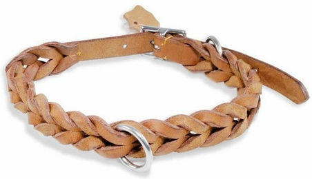 Produktbild von Monkimau Hunde-Halsband aus geflochtenem Leder beige