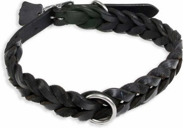 Produktbild von Monkimau Hunde-Halsband aus geflochtenem Leder schwarz