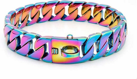 Produktbild von Monkimau Hunde-Halsband Edelstahl Hundekette bunt 19mm XS 26cm
