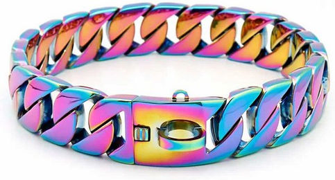 Produktbild von Monkimau Hunde-Halsband Edelstahl Hundekette bunt 32mm