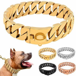 Produktbild von Monkimau Hunde-Halsband Edelstahl Hundekette Gold 32mm L-M 51cm - 51 cm