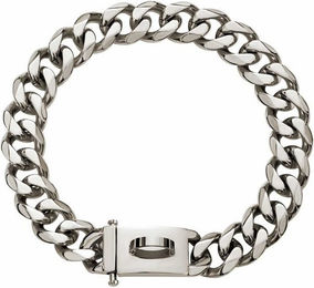 Produktbild von Monkimau Hunde-Halsband Edelstahl Hundekette Silber 19mm XS 26cm