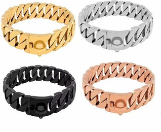 Produktbild von Monkimau Hunde-Halsband Edelstahl Hundekette Silber 32mm L-M 51cm