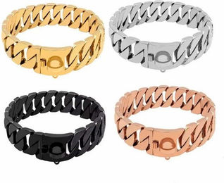 Produktbild von Monkimau Hunde-Halsband Edelstahl Hundekette Silber 32mm L-M 51cm