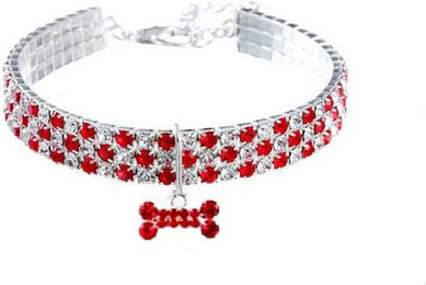 Produktbild von Monkimau Hunde-Halsband Katzenhalsband Anhänger rot/weiß S