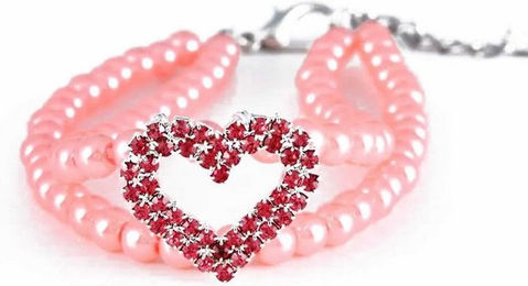 Produktbild von Monkimau Hunde-Halsband Katzenhalsband Kette Anhänger pink S