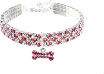 Produktbild von Monkimau Hunde-Halsband Katzenhalsband Strass Anhänger weiß S