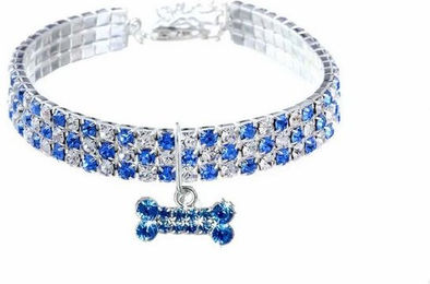 Produktbild von Monkimau Hunde-Halsband Katzenhalsband Strass Anhänger weiß S