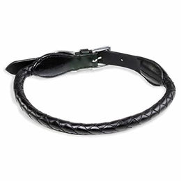 Monkimau Hunde-Halsband Leder rund geflochten schwarz S-XS - 1 Stk. – Bild 1 von 7