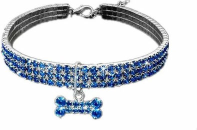 Produktbild von Monkimau Hunde-Halsband mit Strass Anhänger blau L