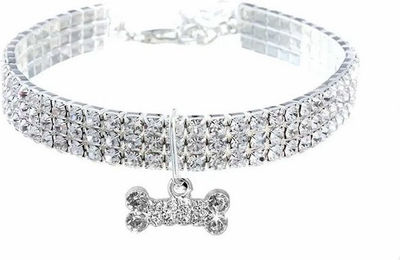 Produktbild von Monkimau Hunde-Halsband mit Strass Anhänger weiß M
