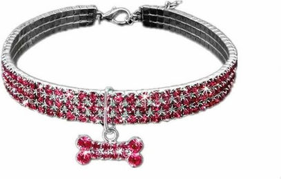 Produktbild von Monkimau Hunde-Halsband Strass Anhänger pink L