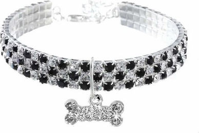 Produktbild von Monkimau Hunde-Halsband Strass Anhänger weiß S