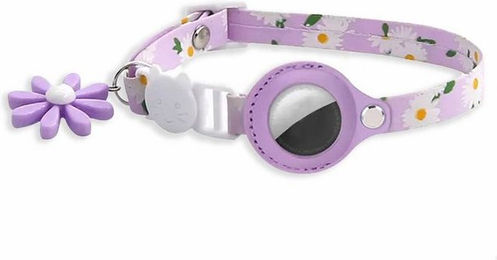 Produktbild von Monkimau Hunde- und Katzenhalsband mit AirTag Halter und Sicherheitsverschluss lila