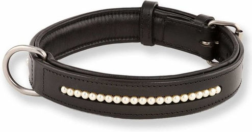 Monkimau Hundehalsband aus Leder mit Süßwasserperlen - 40 cm – Bild 1 von 8