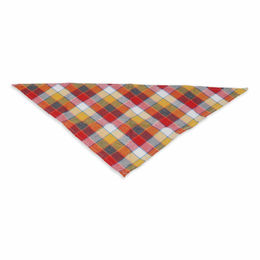 Monkimau Hundehalstuch aus Baumwolle Rot Orange Weiß kariert – Bild 1 von 3