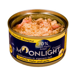 Produktbild von Moonlight Katzennassfutter Nr. 4 Thunfisch - Huhn - Lachs - 24 x 80 g
