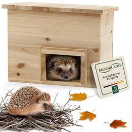 Moorland Igelhaus Igelhaus Winterfest - Überwinterungs- Holz, 20×20 cm, mit Boden, ausziehbarer Labyrinth-Eingang & festem Dach Igelhotel – Bild 1 von 7