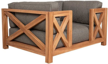 Produktbild von MR. DEKO Hundebett L Teak mit Kissenset grau