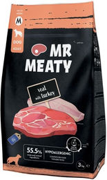 Produktbild von MR MEATY Veal with Turkey Trockenfutter mit Kalb und Truthahn für adulte Hunde M hypoallergen 3 kg