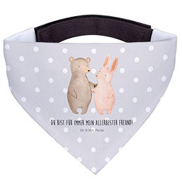 Mr. & Mrs. Panda Hundefliege Bär und Hase Umarmen - Grau Pastell – Bild 1 von 8