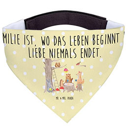 Mr. & Mrs. Panda Hundehalstuch Waldtiere Picknick Gelb Pastell – Bild 1 von 6