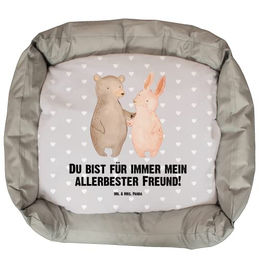 Mr. & Mrs. Panda Tierbett Bär und Hase Umarmen - Grau Pastell – Bild 1 von 7