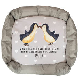 Mr. & Mrs. Panda Tierbett Pinguine Kuss - Grau Pastell – Bild 1 von 7