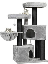 Produktbild von MSMASK Kratzbaum groß für Katzen stabil mit Sisal-Kratzstangen und 2 Aussichtsplattformen