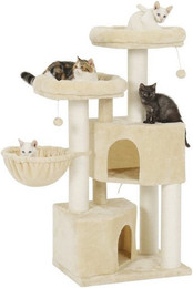 Produktbild von MSMASK Kratzbaum groß für Katzen stabil mit Sisal-Kratzstangen und 2 Aussichtsplattformen