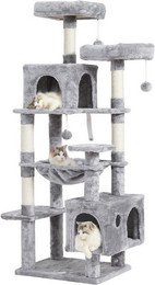 Produktbild von MSMASK Kratzbaum L Katzenbaum Stabil 160 cm mit 2 Plattformen, 2 Katzenhöhlen, 1 Hängematte, Sisalpfosten