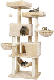 Produktbild von MSMASK Kratzbaum Stabiler Katzenbaum mit 2 Höhlen und Sisal-Stämmen