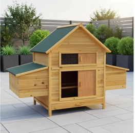 Produktbild von Mucola Hühnerstall Geflügelstall Hühnerstall Hasenstall Freilauf Holz Kaninchenkäfig XXL, Aufschiebbarem Fenster