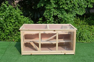 Produktbild von Mucola Kleintierkäfig 3-stöckig aus Holz mit Plexiglasfront