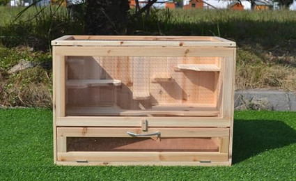 Produktbild von Mucola Kleintierkäfig 60x35x42 cm Holz mit 5 Etagen