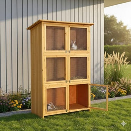 Produktbild von Mucola Kleintierkäfig Hasenkäfig 6 Boxen Kaninchenstall Holz Freigehege XXL