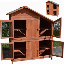 Produktbild von Mucola Kleintierstall 4 Boxen Hasenstall Aufzucht Holz Kaninchen Kleintierstall Hasenkäfig
