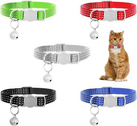 Produktbild von MuffiMau Katzen-Halsband reflektierend mit Glöckchen, verstellbar, Nylon, 5er Set