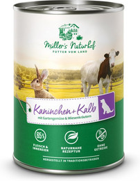 Produktbild von Müller’s Naturhof Kaninchen und Kalb Nassfutter - 6 x 400 g