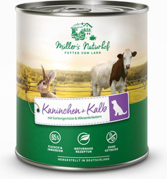 Produktbild von Müller’s Naturhof Kaninchen und Kalb Nassfutter - 6 x 800 g