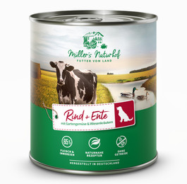 Produktbild von Müller’s Naturhof Rind und Ente Nassfutter - 6 x 800 g